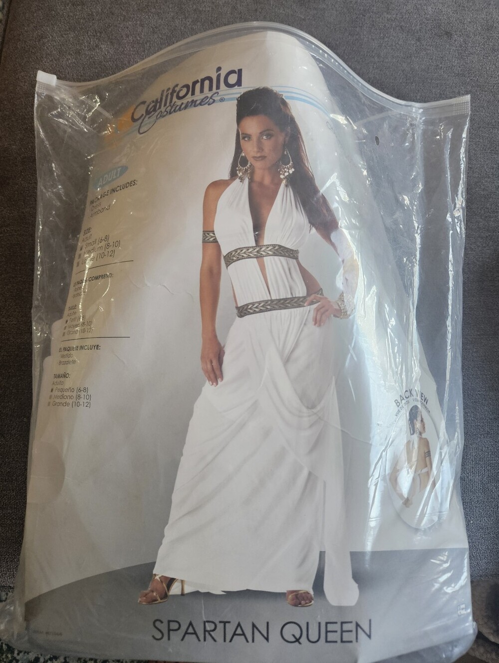 California Costumes White One-Shoulder Spartan Queen Dress with Gold Trim
